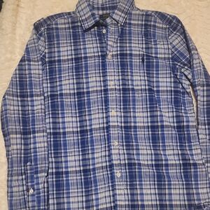 Polo by Ralph Lauren Men's Blue and White Checkered Shirt